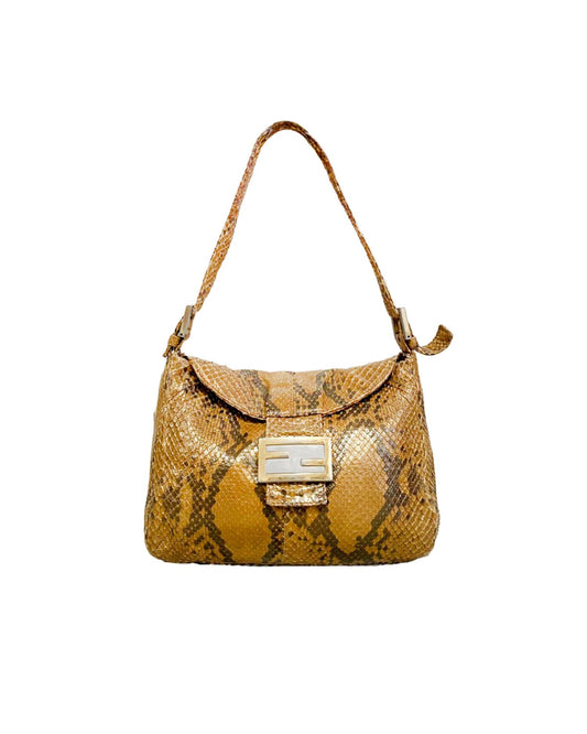 Fendi 2000s Rare Beige Python Baguette