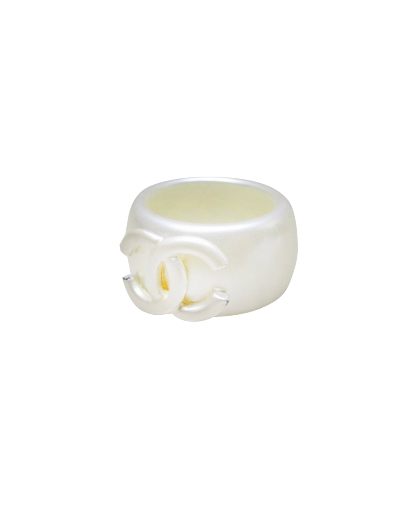 Chanel White Resin CC Rare Ring