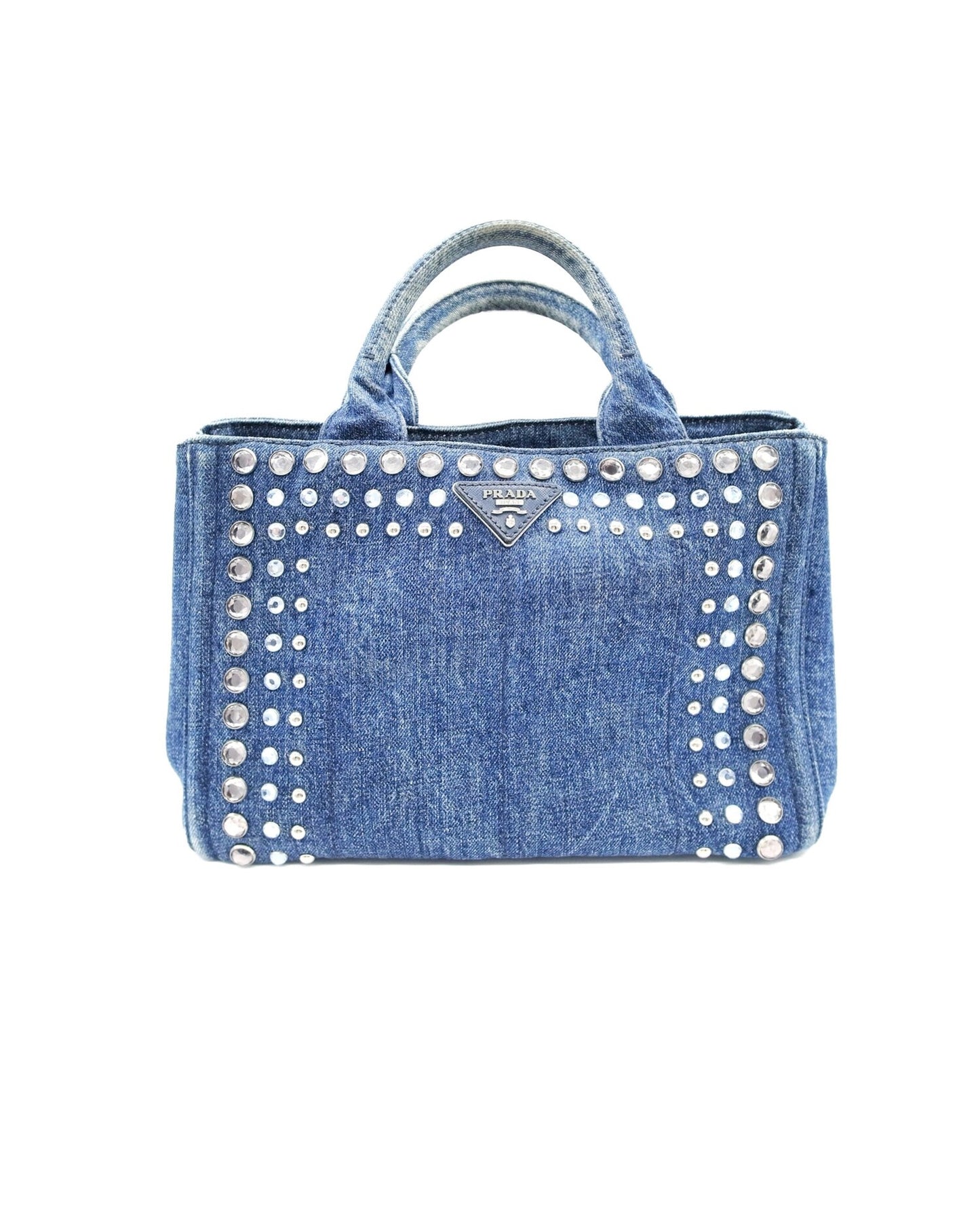 Prada 2000s Denim Rare Studded Tote Bag
