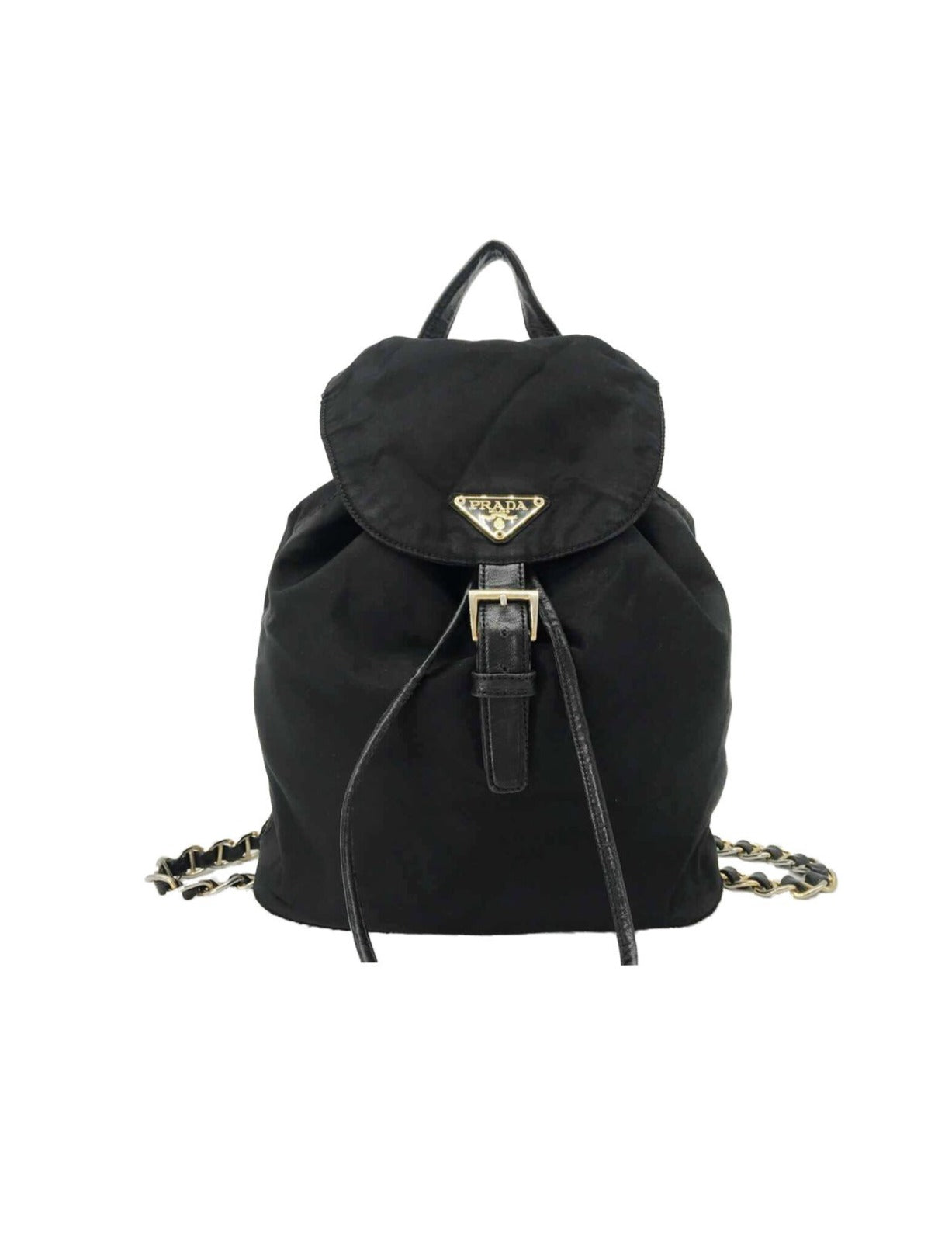 Prada 2000s Rare Black Double Chain Backpack