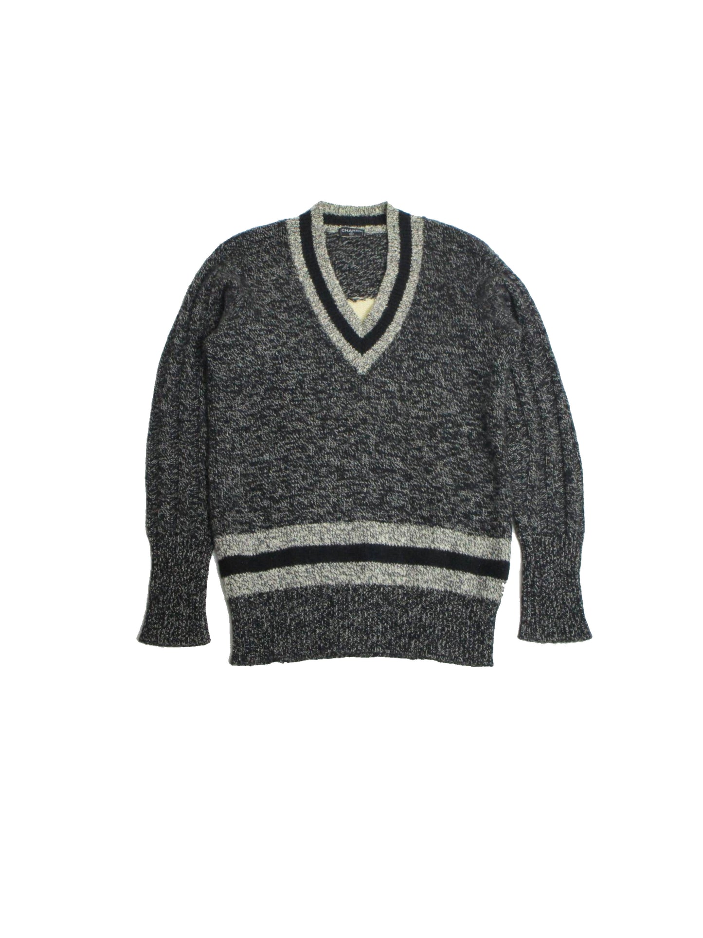 Chanel 1990s Rare Gray Wool CC Sweater
