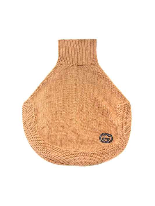 Gucci Beige 2000s Camel Hair Turtleneck Logo Poncho