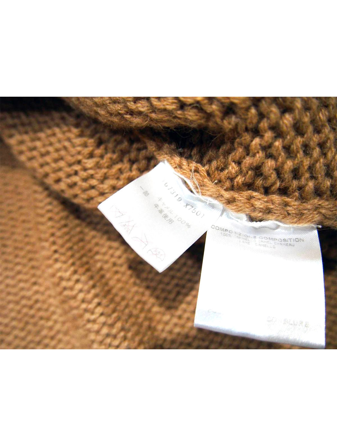 Gucci Beige 2000s Camel Hair Turtleneck Logo Poncho