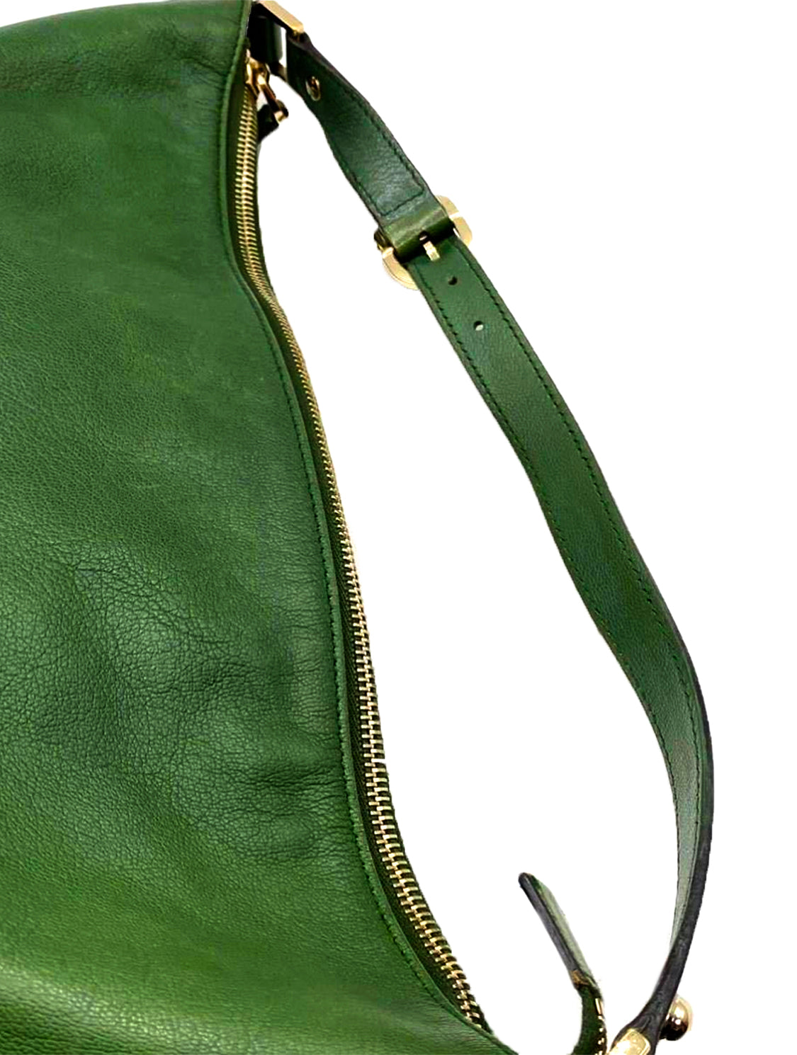 Gucci 2000s Rare Green OG Hobo Gold Logo Bag