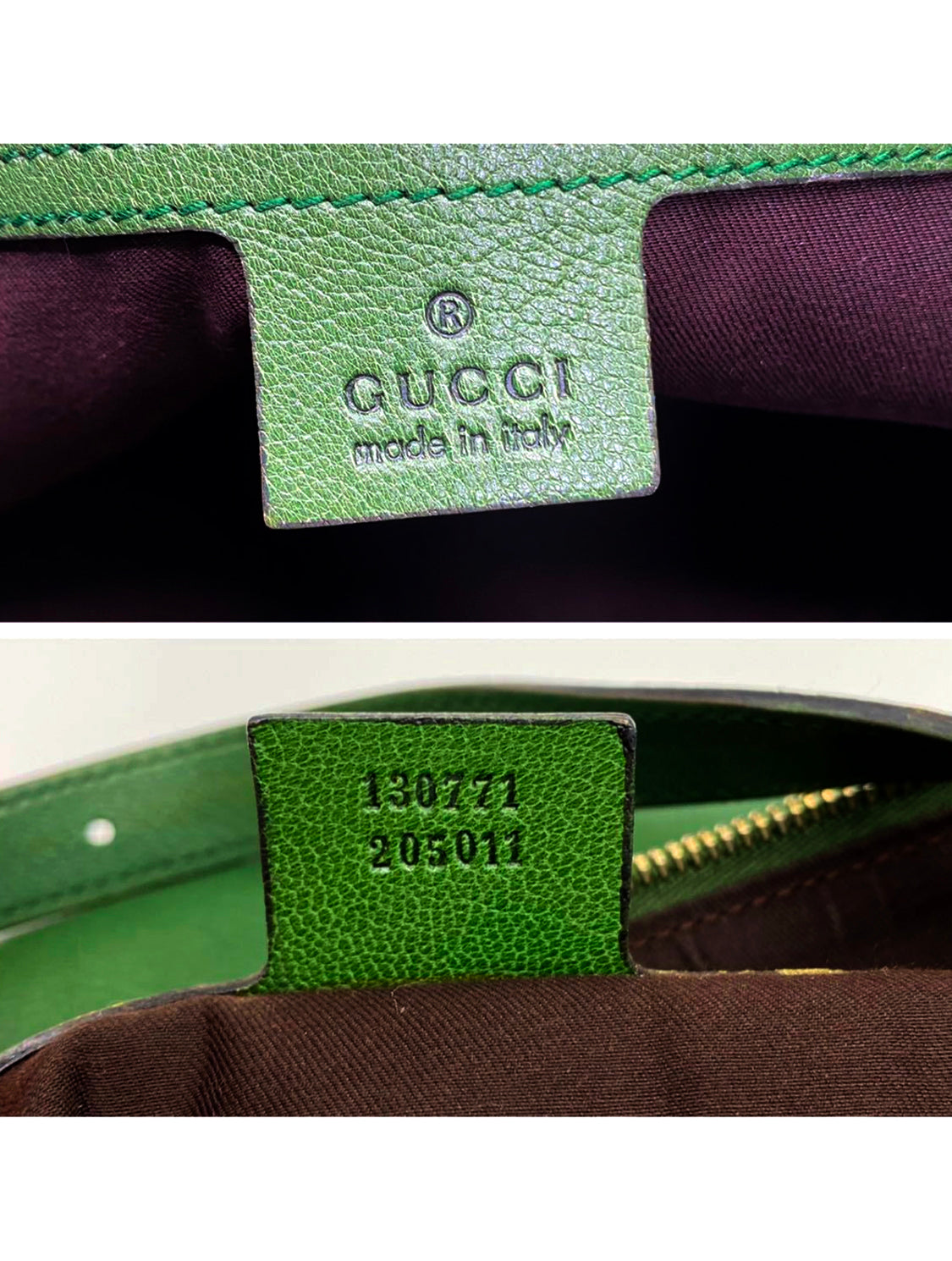 Gucci 2000s Rare Green OG Hobo Gold Logo Bag