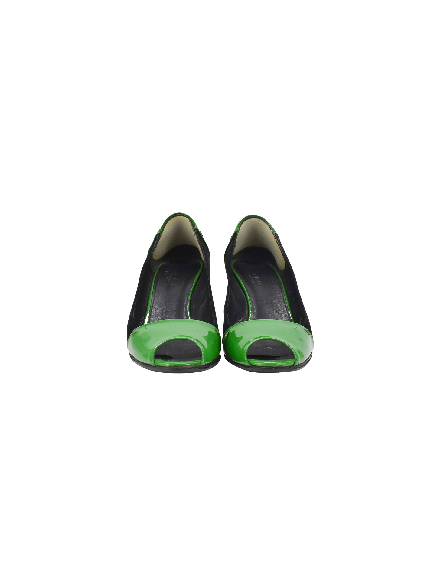 Gucci Green 2010s Patent Leather Open Toe Heels