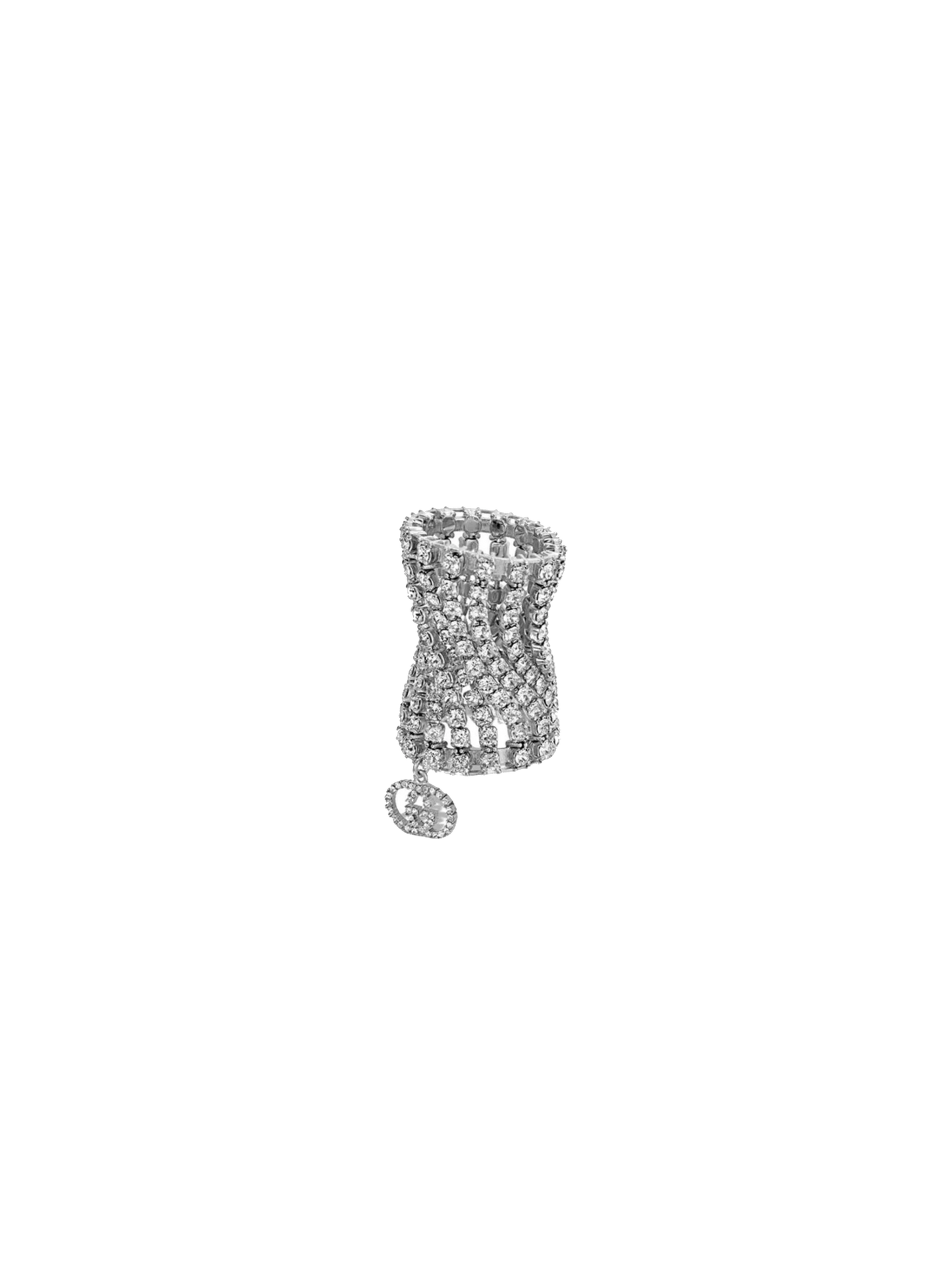 Gucci 2000s Rare Rhinestone Interlocking Mesh Ring