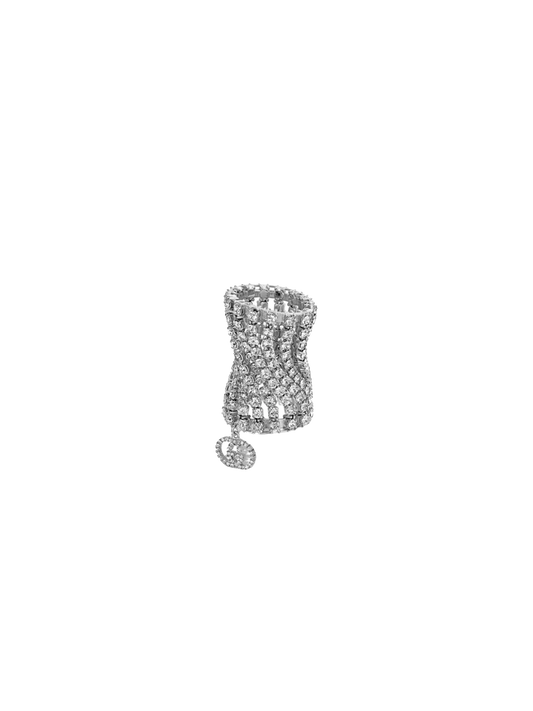 Gucci 2000s Rare Rhinestone Interlocking Mesh Ring