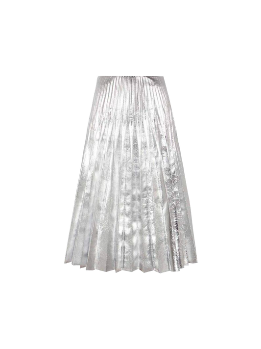 Gucci 2017 Pleated Silver Metallic Skirt
