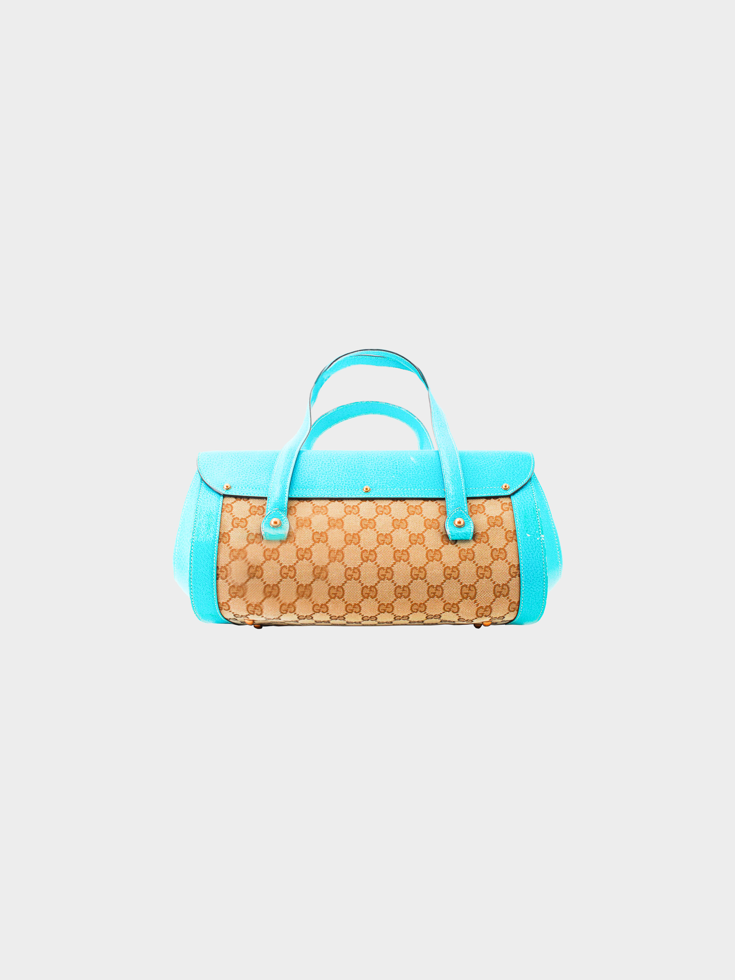 Gucci 2000s Teal Rounded Bamboo Handbag