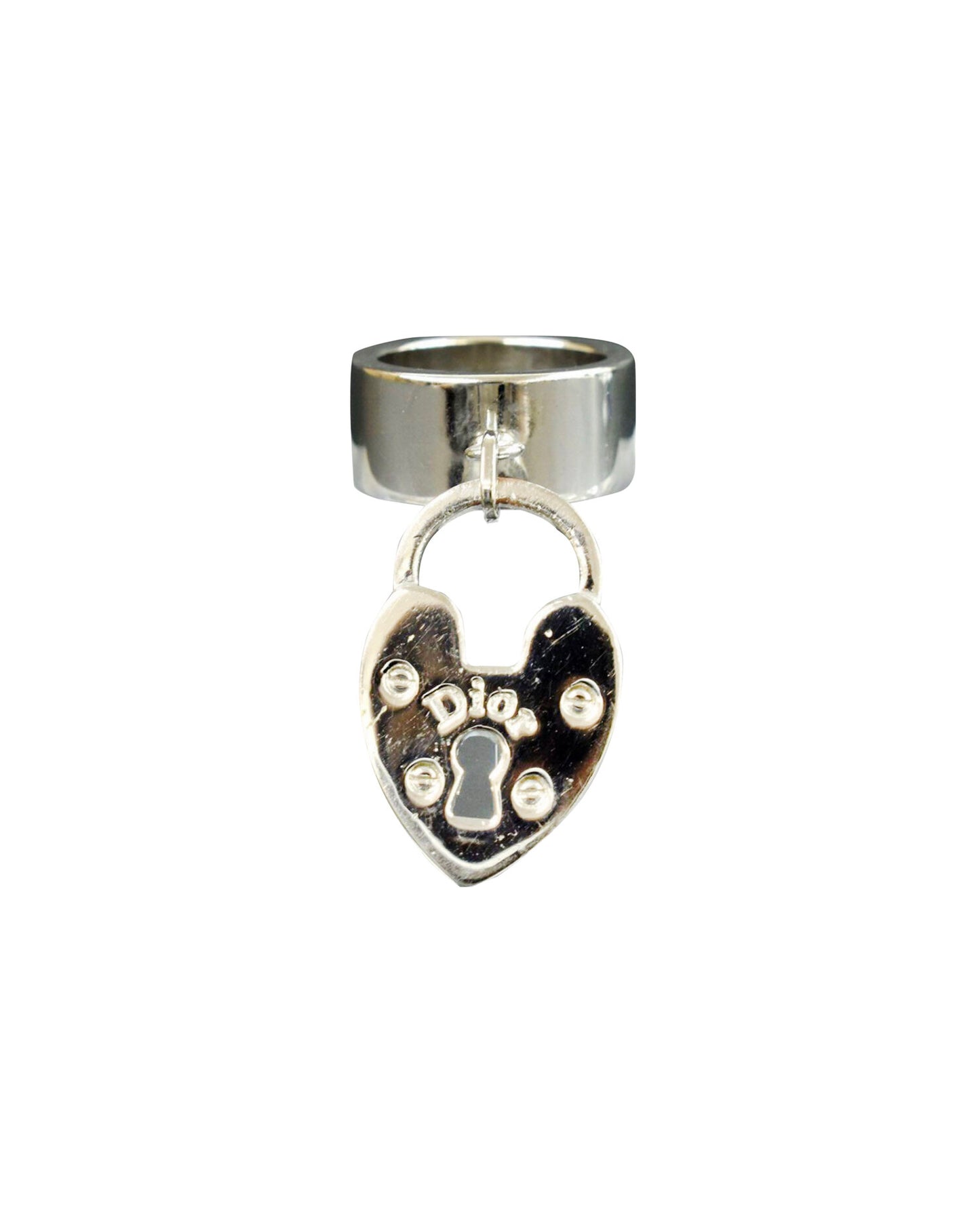 Christian Dior 2000s Silver Lock Heart Ring