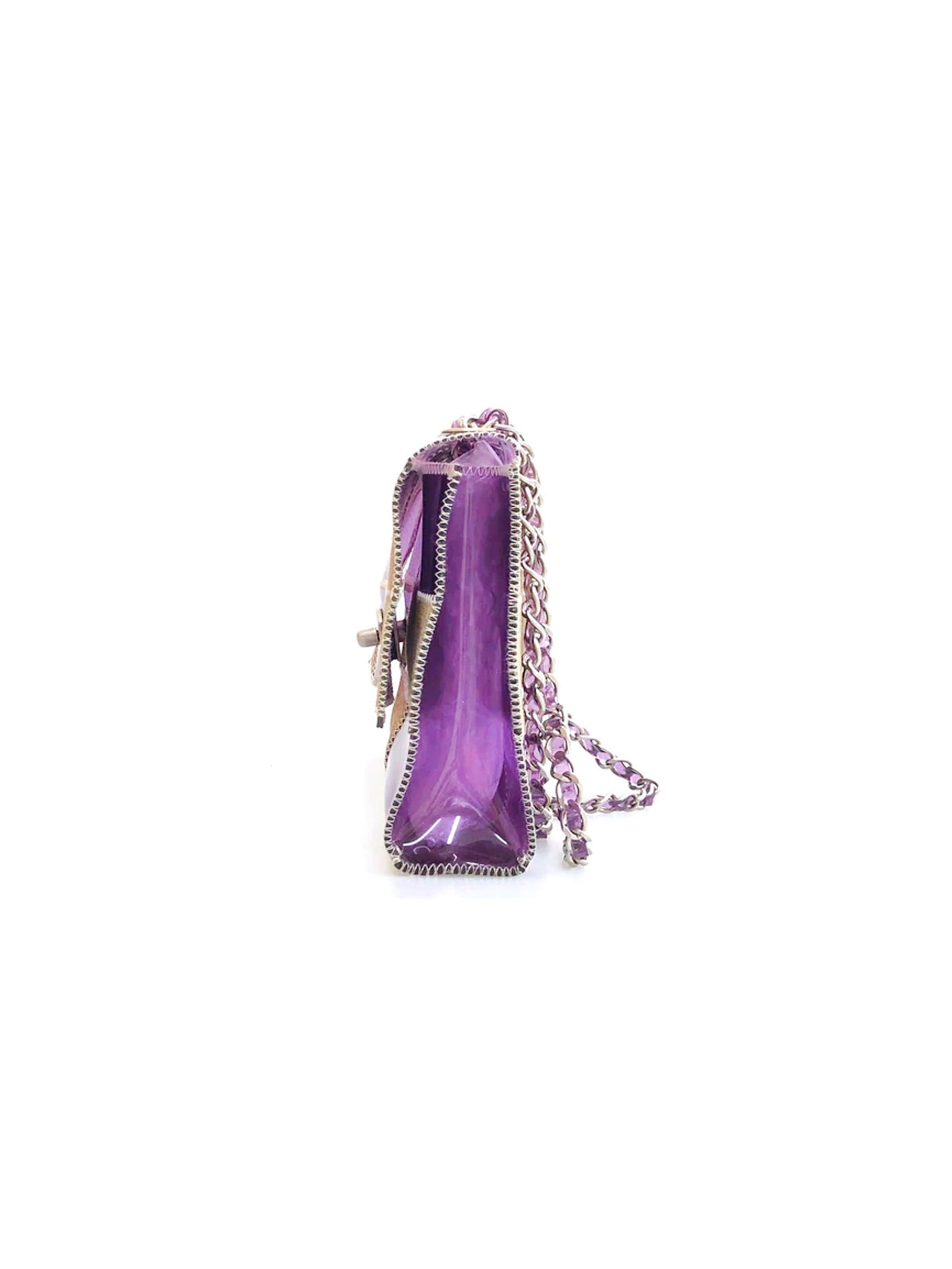 Chanel 2000s Brown and Purple Vinyl Flap Bag