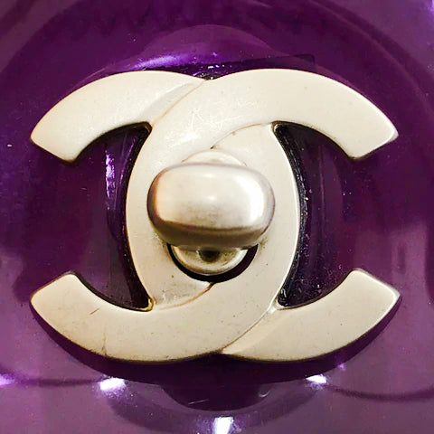 Chanel 2000s Brown and Purple Vinyl Flap Bag