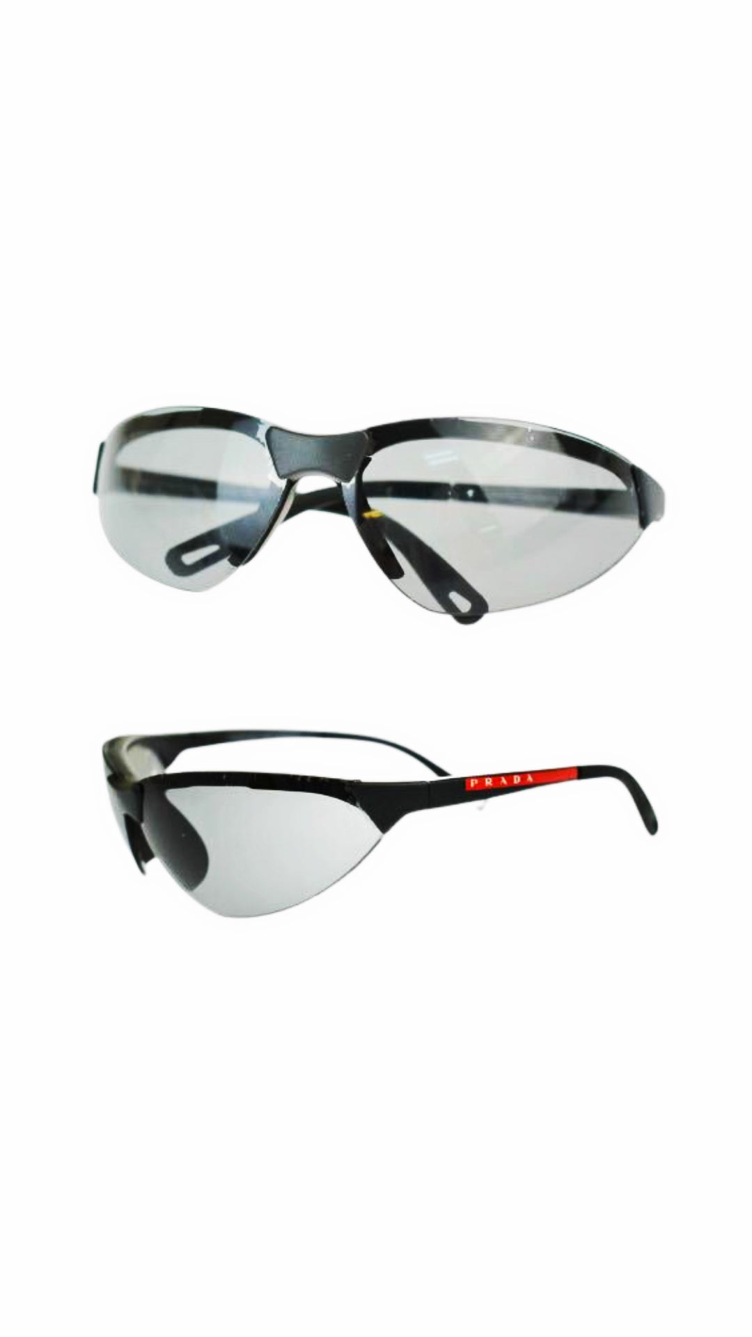 Prada 2000s Sports Black Grey Tinted Sunglasses