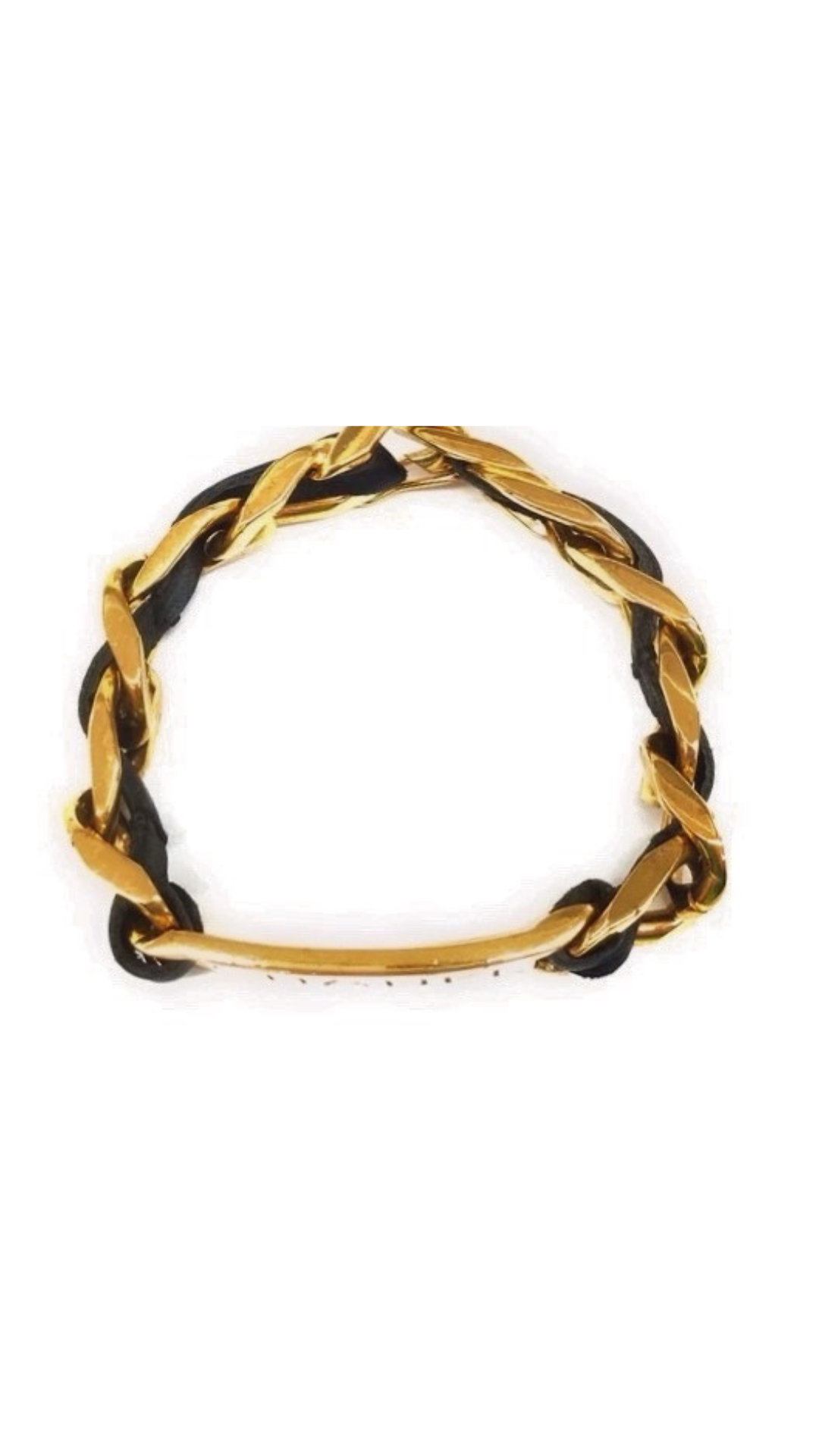 Chanel 2000s Rare Gold and Leather Bracelet