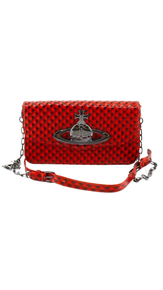 Vivienne Westwood 2010s Red Patent Red and Black Shoulder Bag