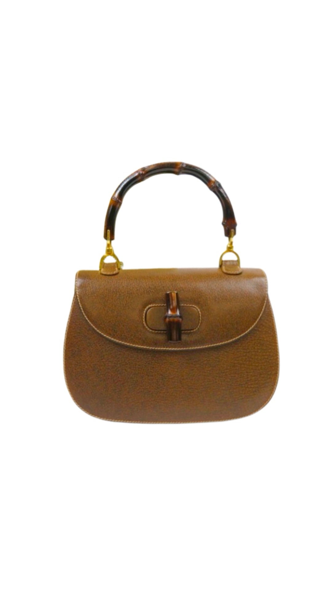 Gucci 2000s Brown Bamboo Clasp Handbag