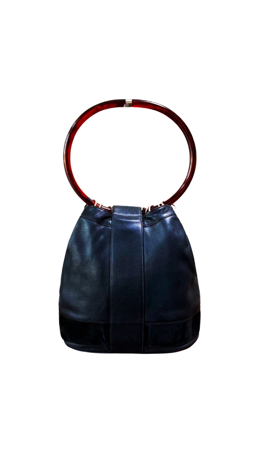 Gucci 1990s Logo Circle Leather Handbag