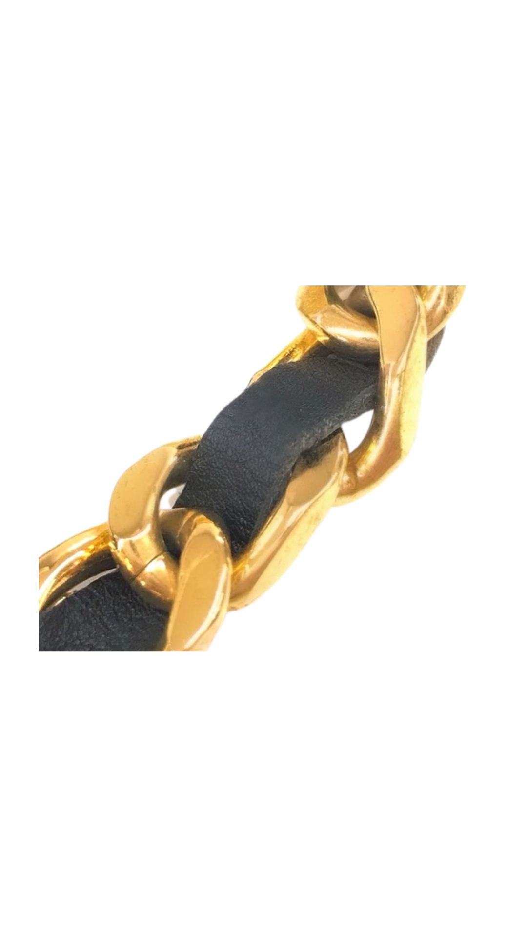 Chanel 2000s Rare Gold and Leather Bracelet