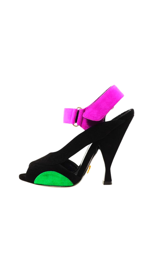 Prada 2000s Colorblock Purple and Green Heel