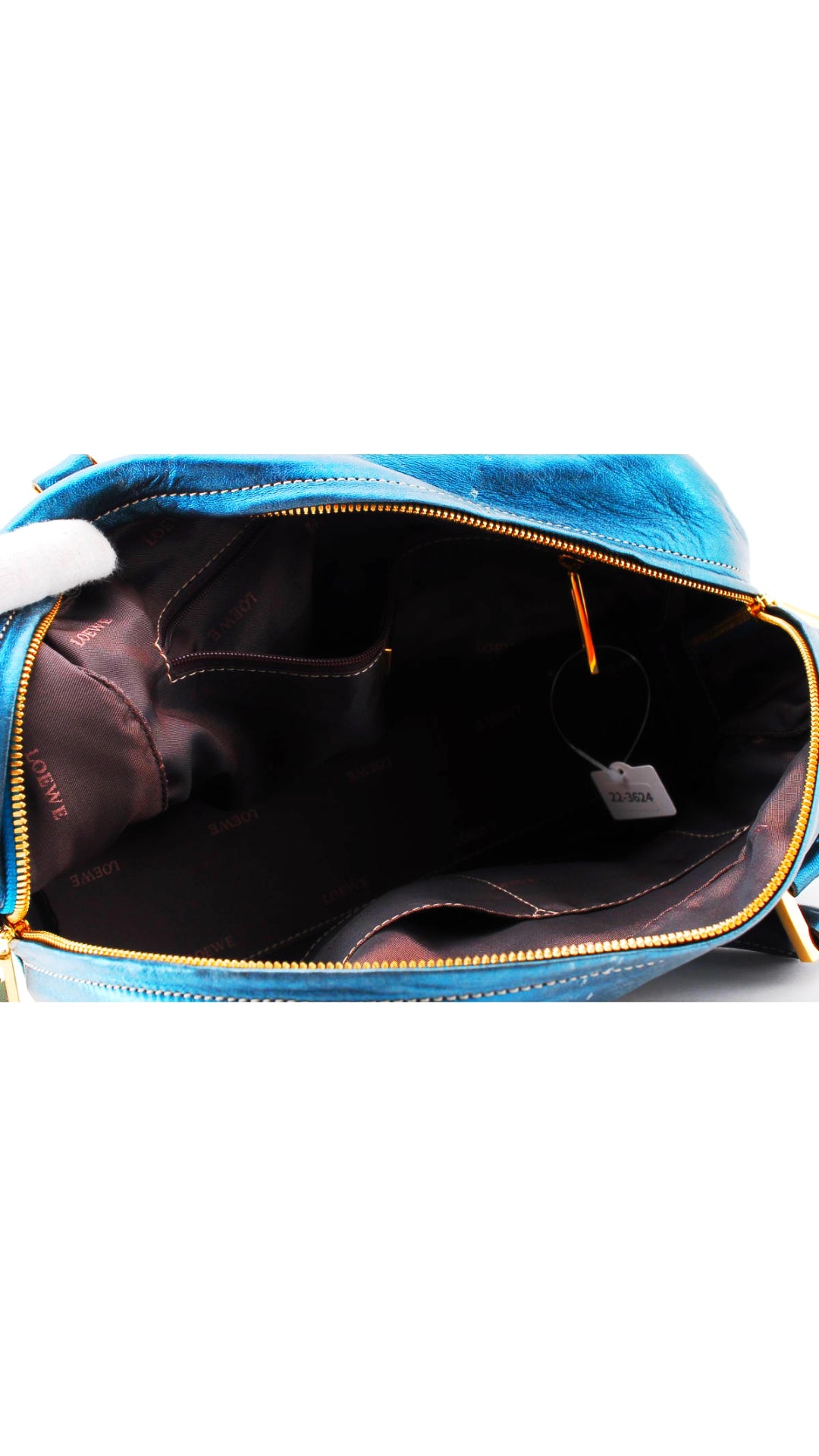 Loewe 2000s Shiny Leather Blue Metallic Handbag