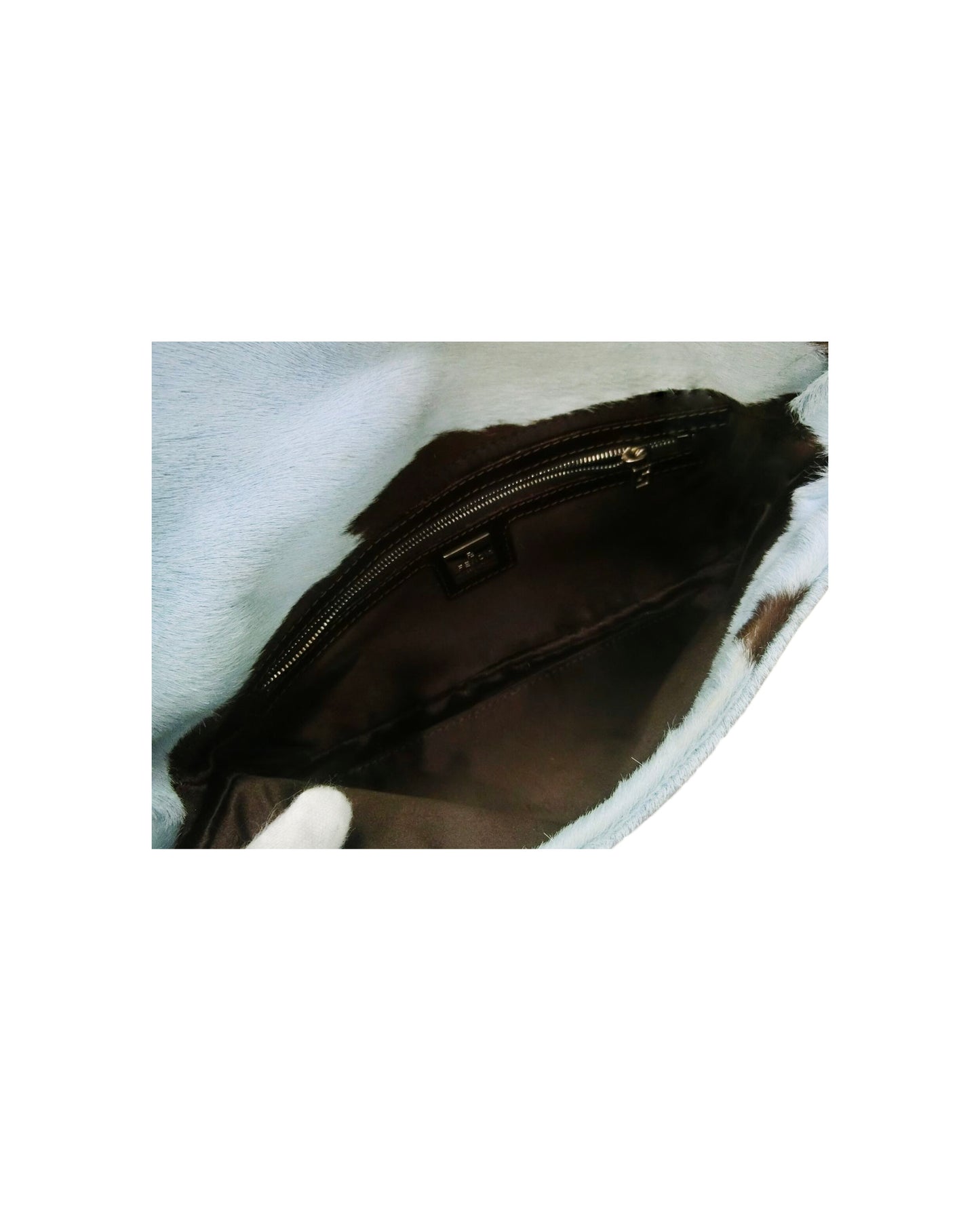 Fendi 2000s Rare Blue and Brown Pony Hair Baguette
