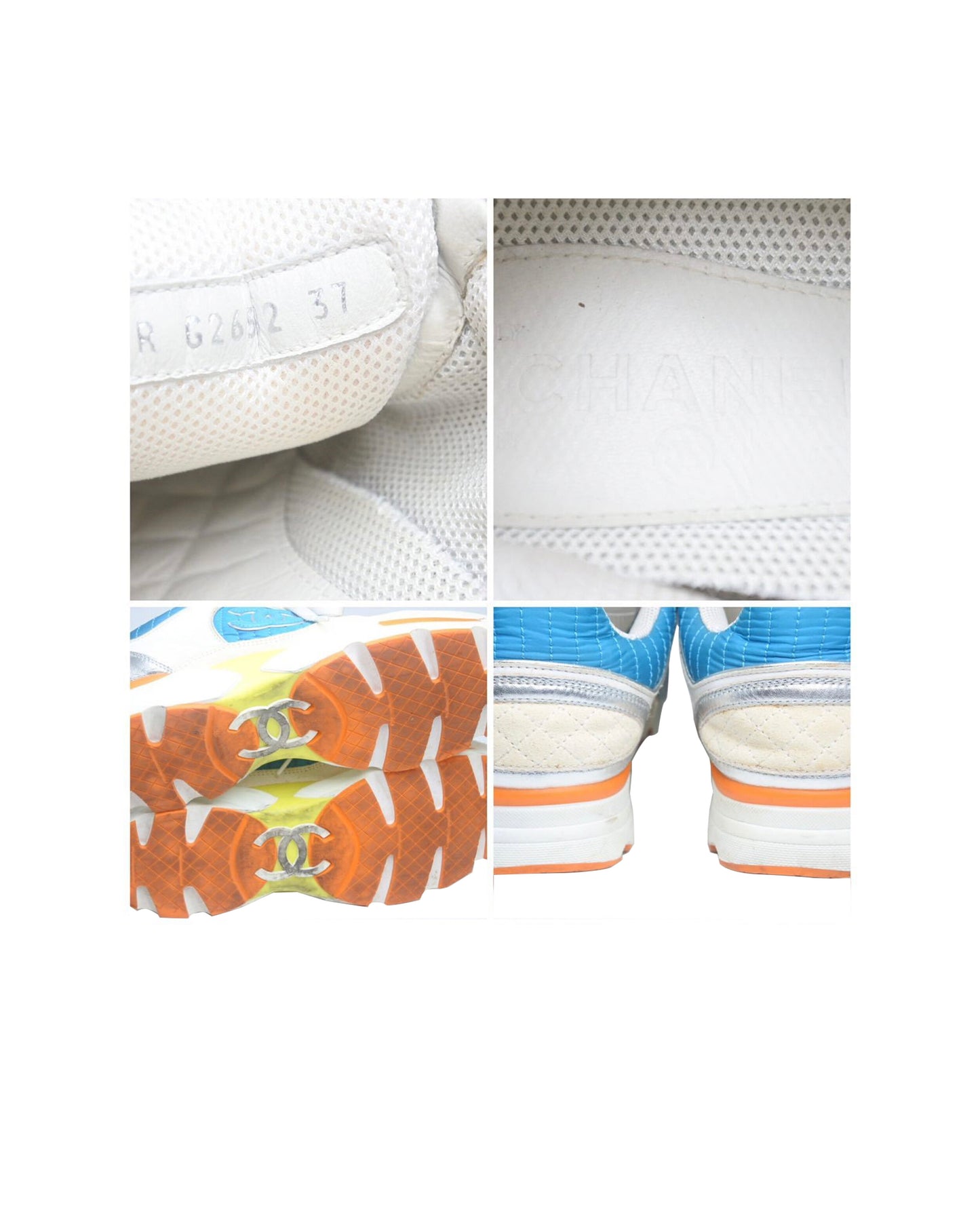 Chanel 2010s Blue Stitched Multicolor Sneakers