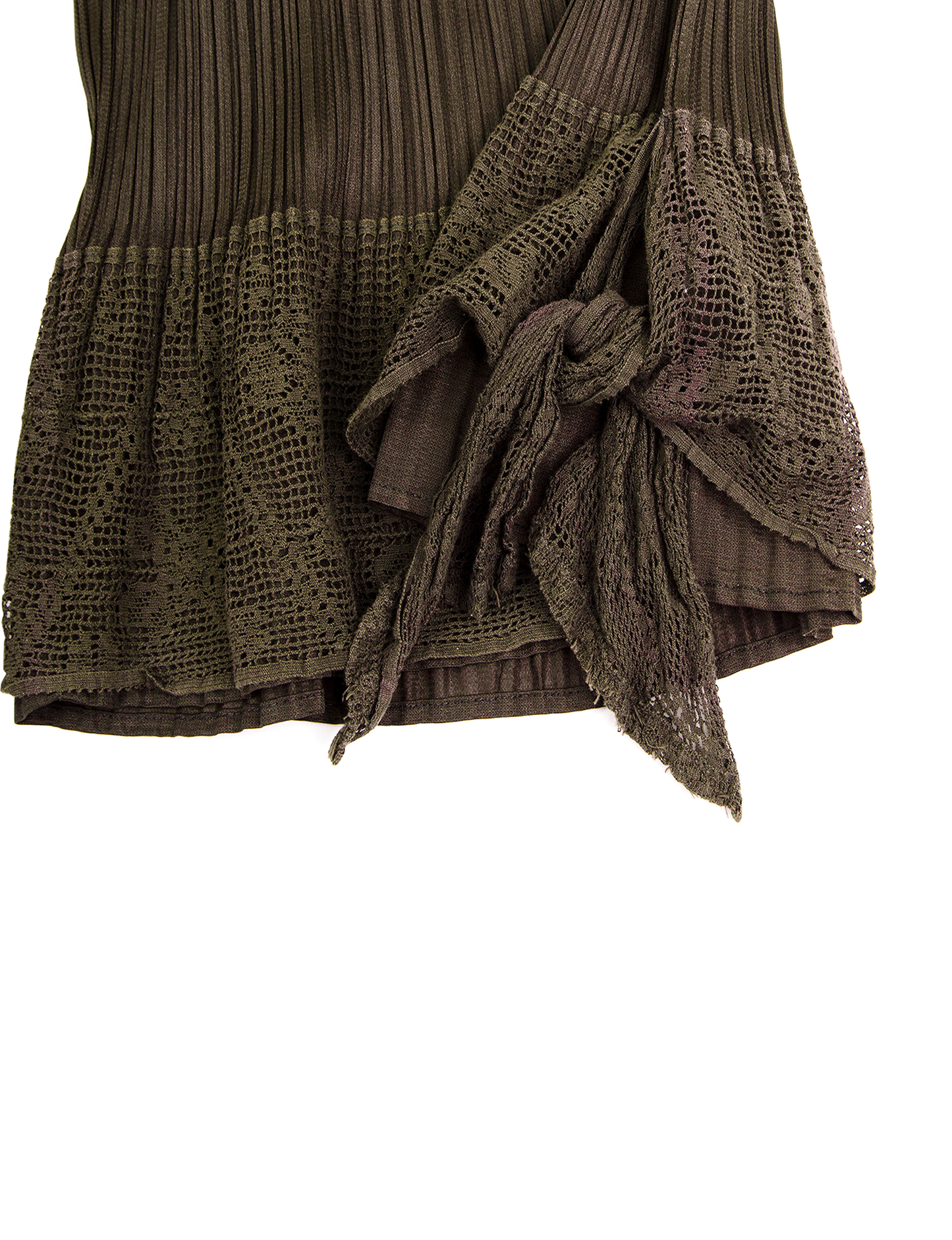 Issey Miyake Pleats Please 2000s Lace Hemmed Layered Cropped Pants