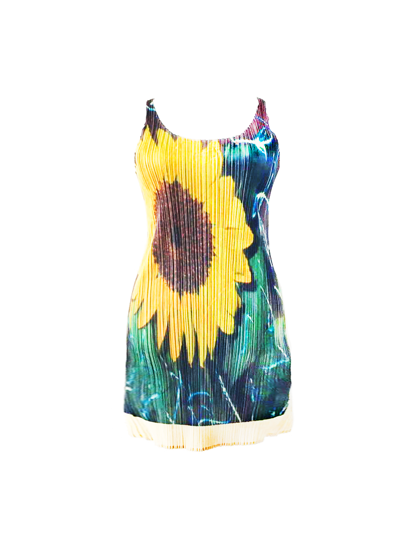 Issey Miyake 2000s Guest Artist Rare Sunflower Pleats Dress