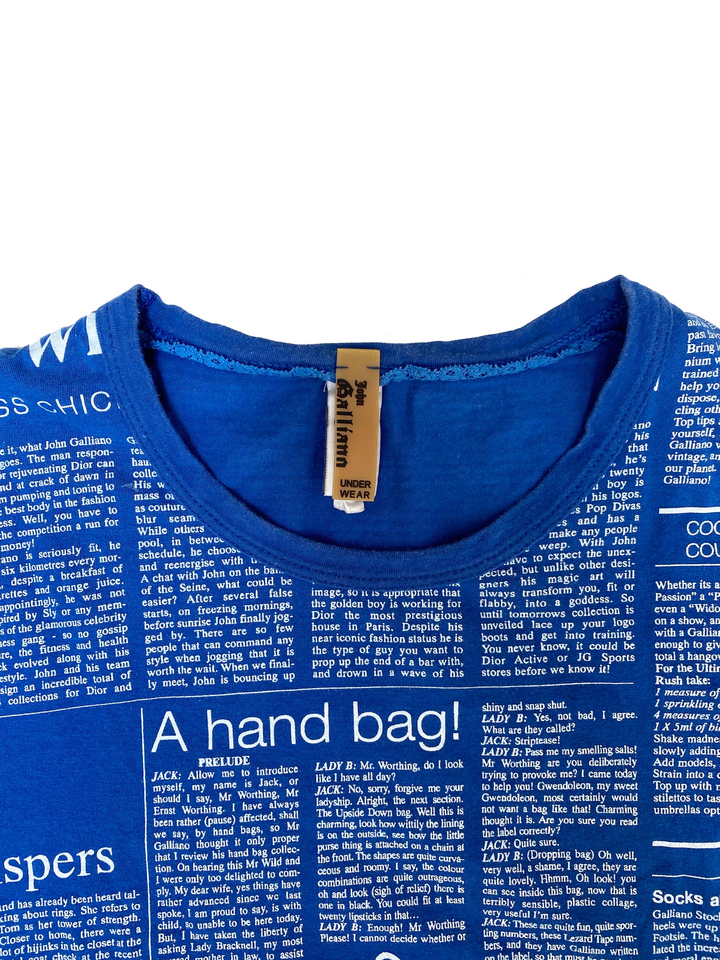 John Galliano 2000s Blue Gazette T-Shirt