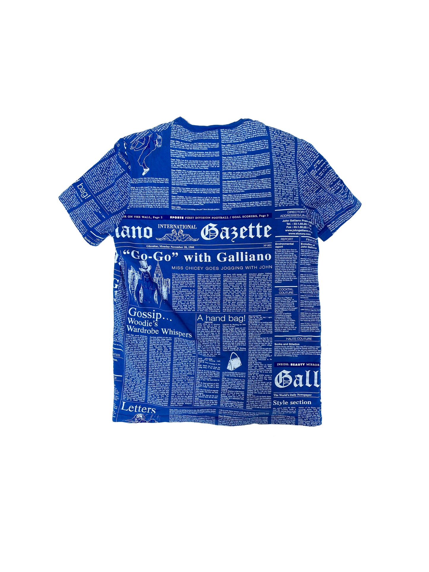 John Galliano 2000s Blue Gazette T-Shirt