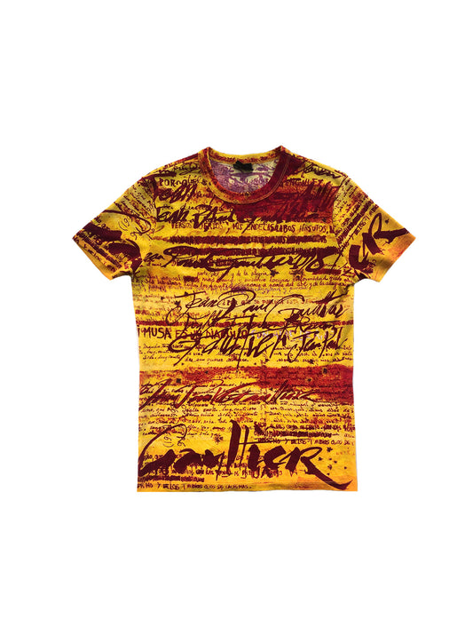 Jean Paul Gaultier 2000s Orange and Red Script T-shirt