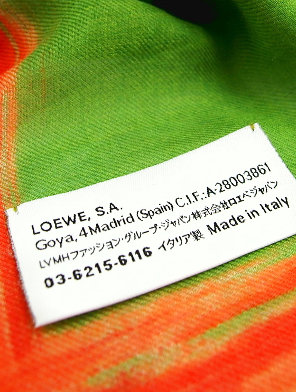 Loewe 2010s Painted Logo Green and Red Scarf