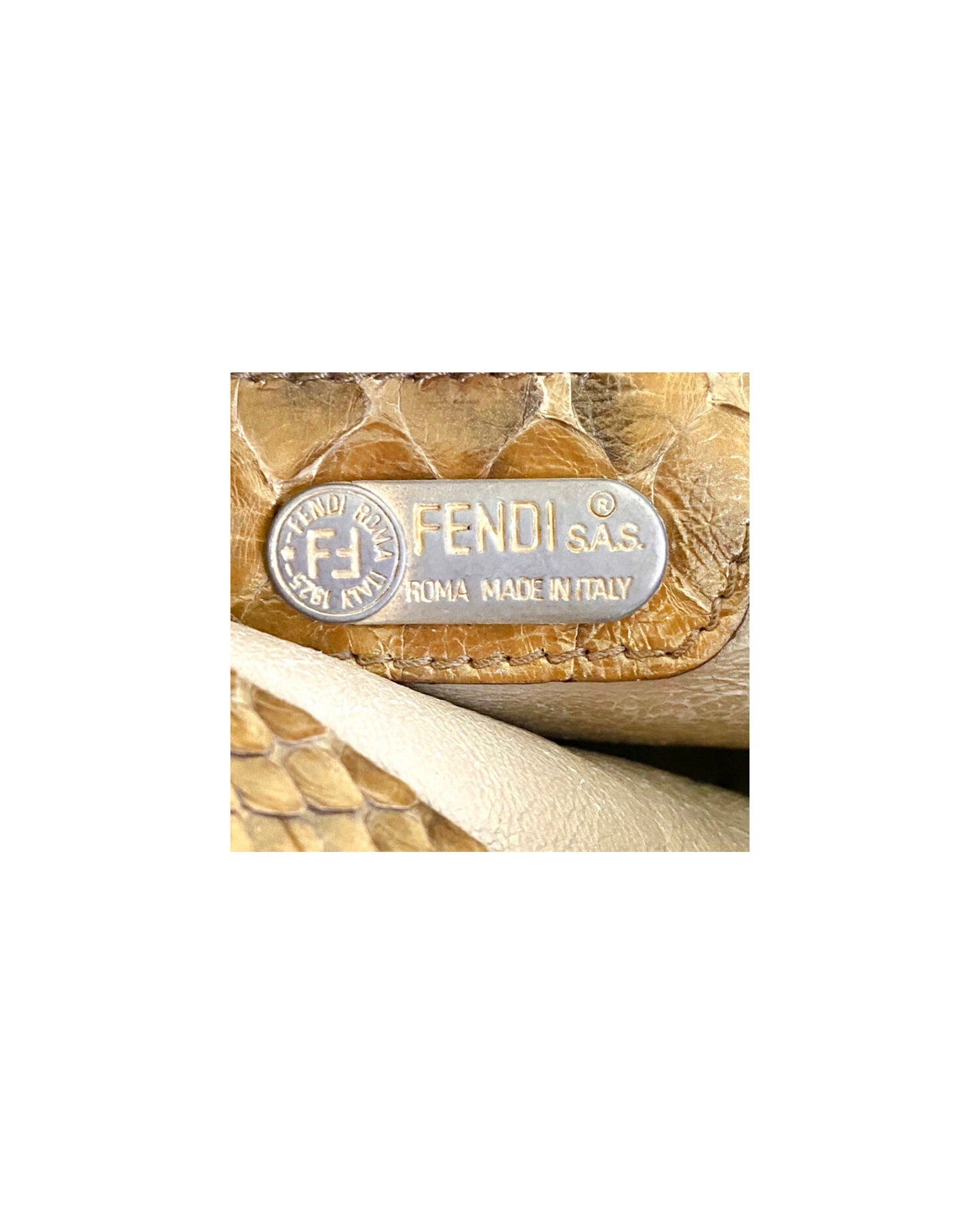 Fendi 2000s Rare Beige Python Baguette