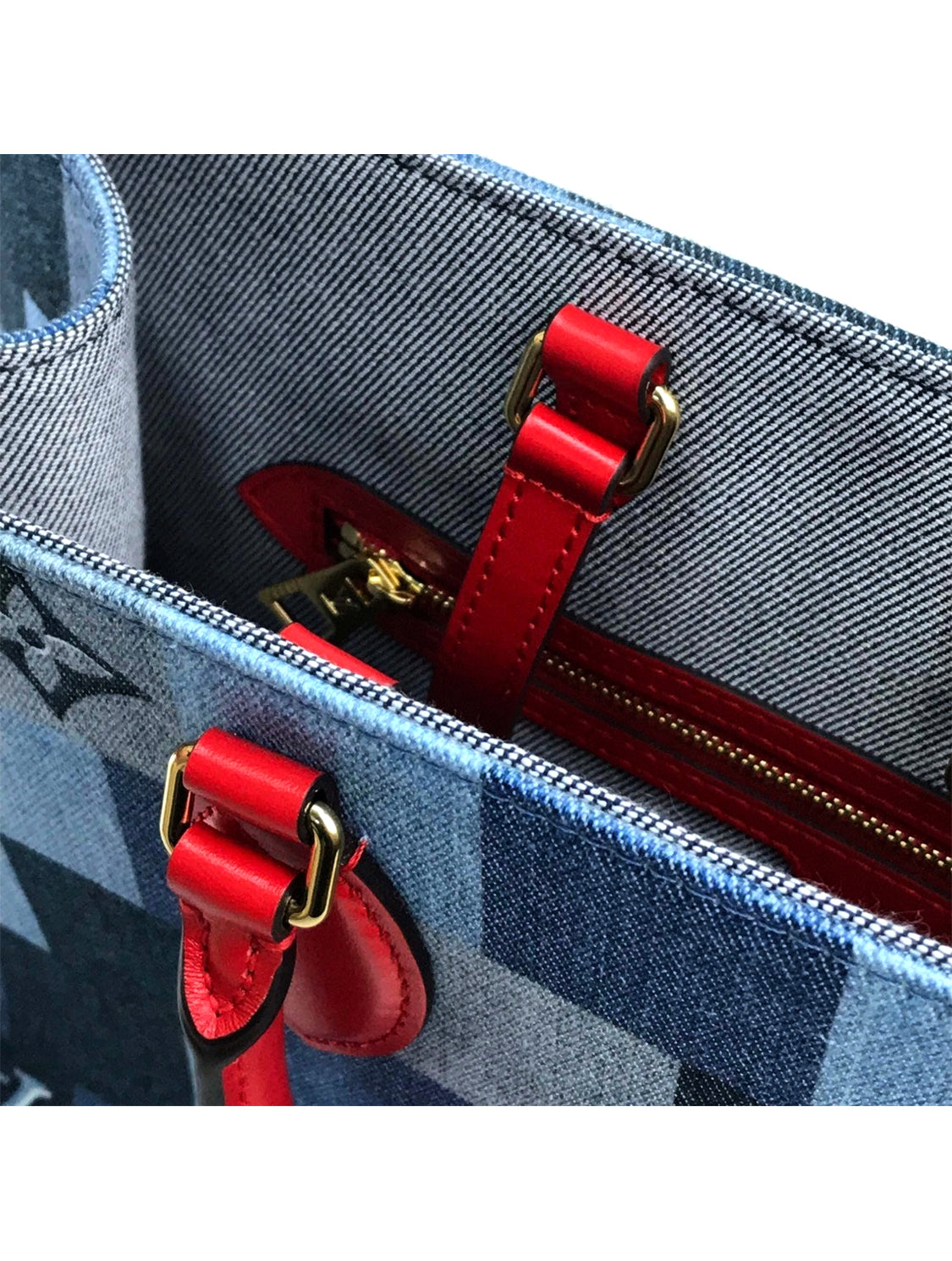 Louis Vuitton 2019 Blue Monogram Damier Denim Onthego GM Tote Bag