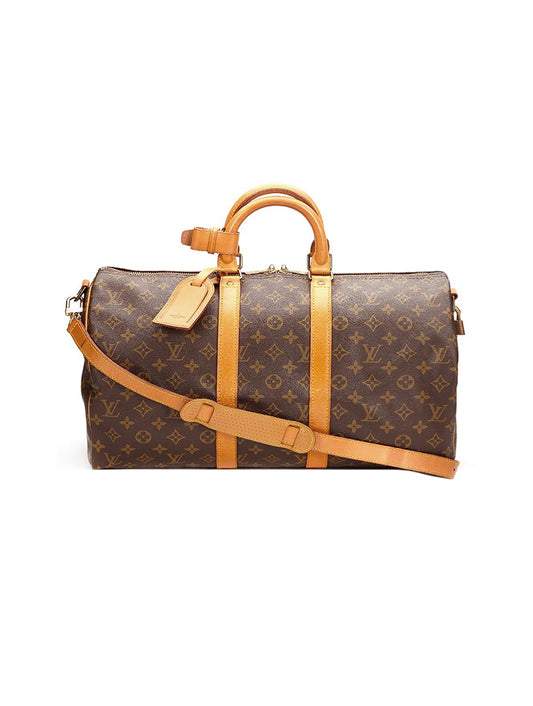 Louis Vuitton 2000s Brown Monogram Keepall Leather Duffle