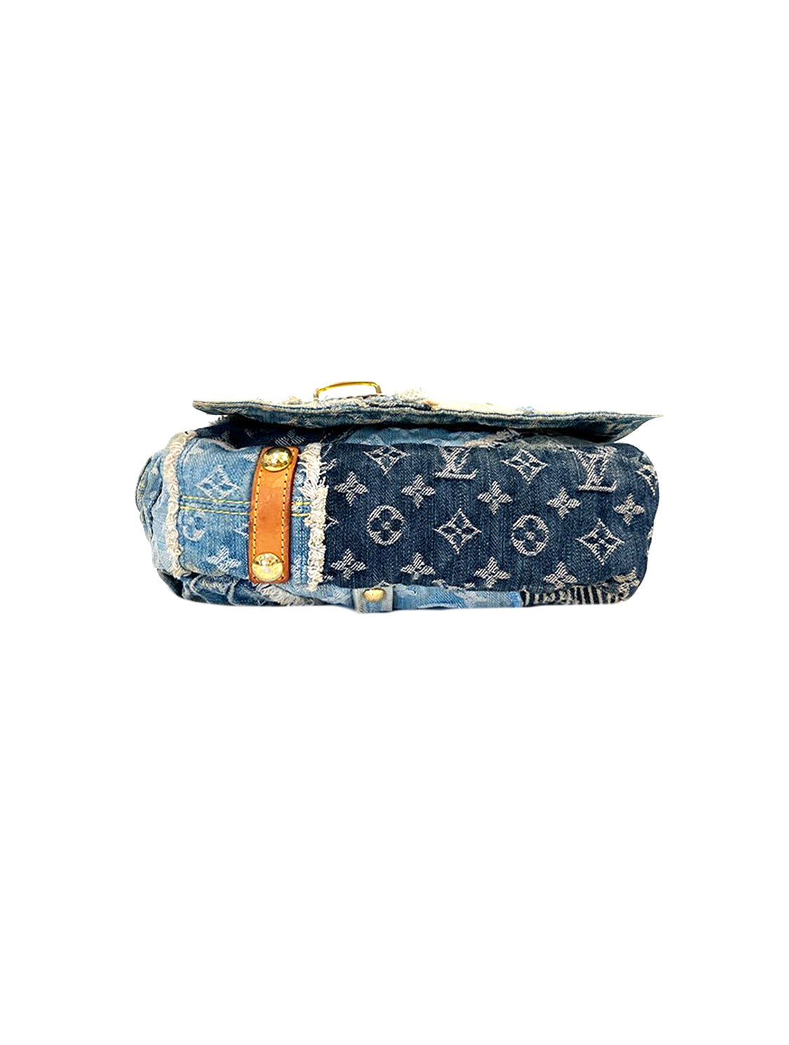 Louis Vuitton 2010s Rare Denim Patchwork Messenger Bag