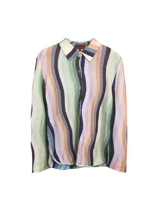 Missoni 2000s Wavy MultiColor Knit Shirt