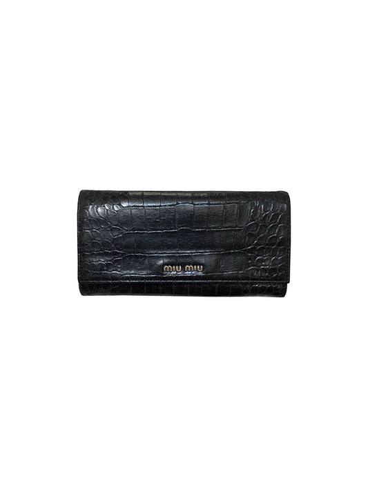 Miu Miu Black Crocodile Print Wallet