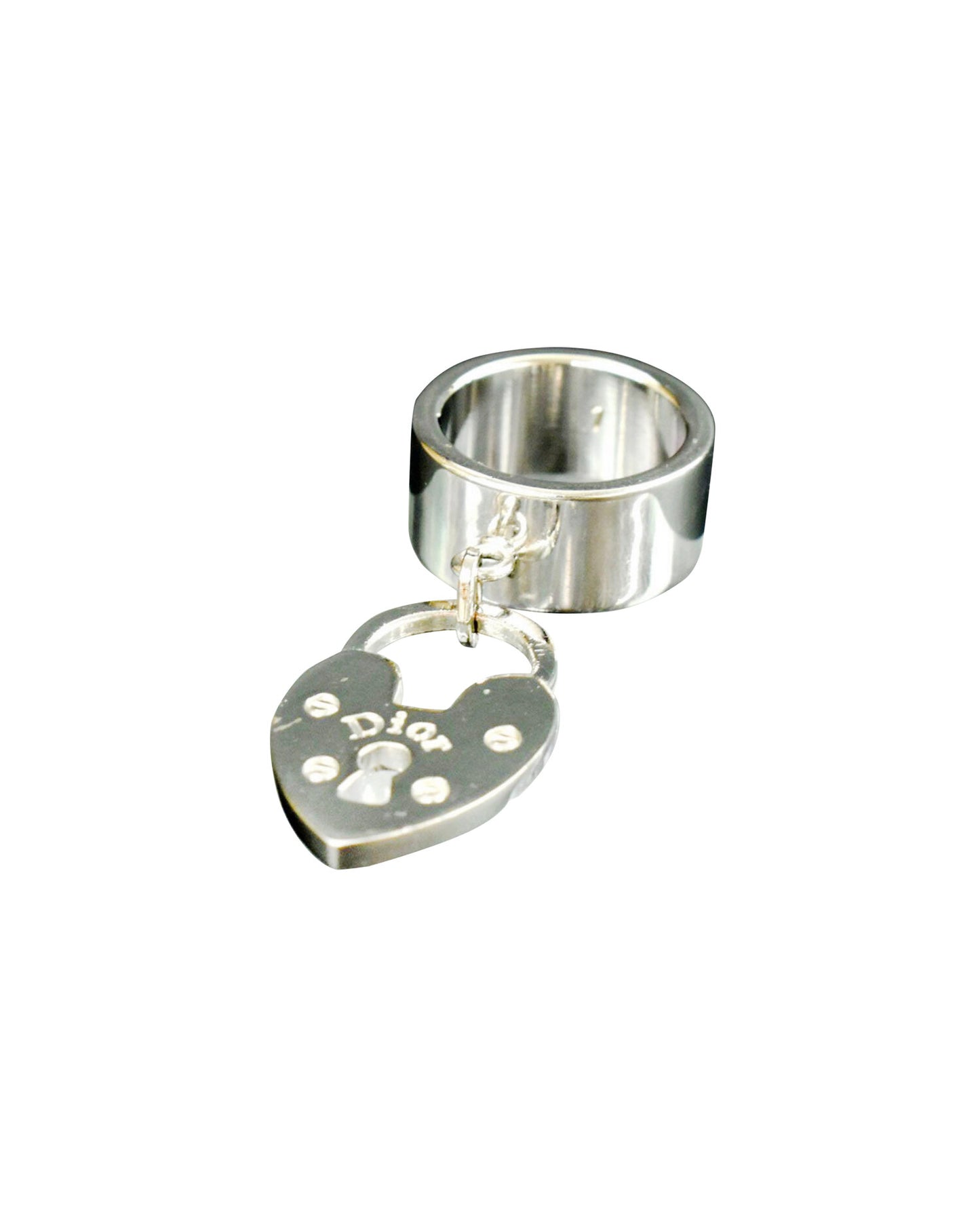 Christian Dior 2000s Silver Lock Heart Ring