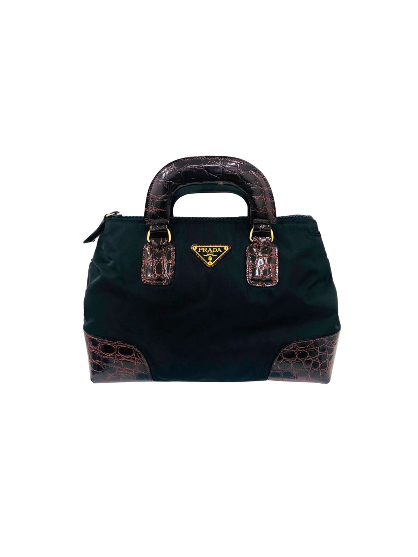 Prada 2000s Black Nylon Leather Strap Bag