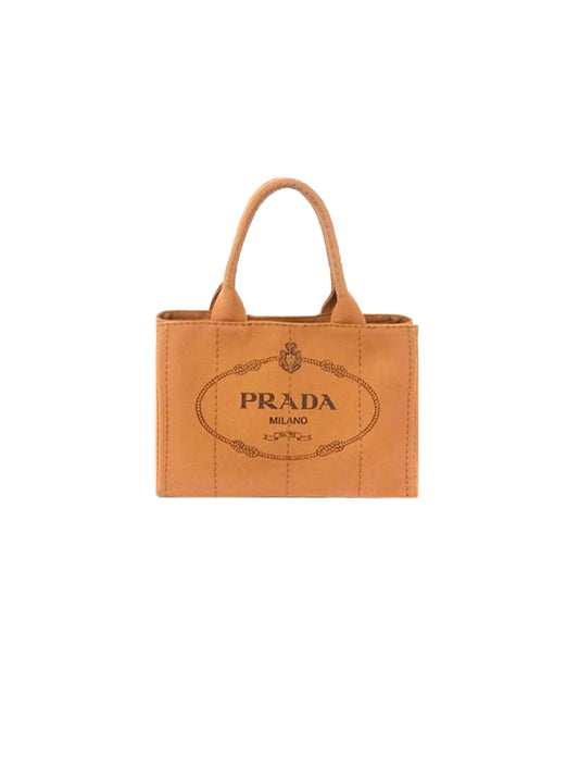 Prada 2000s Brown Small Canvas Tote Bag