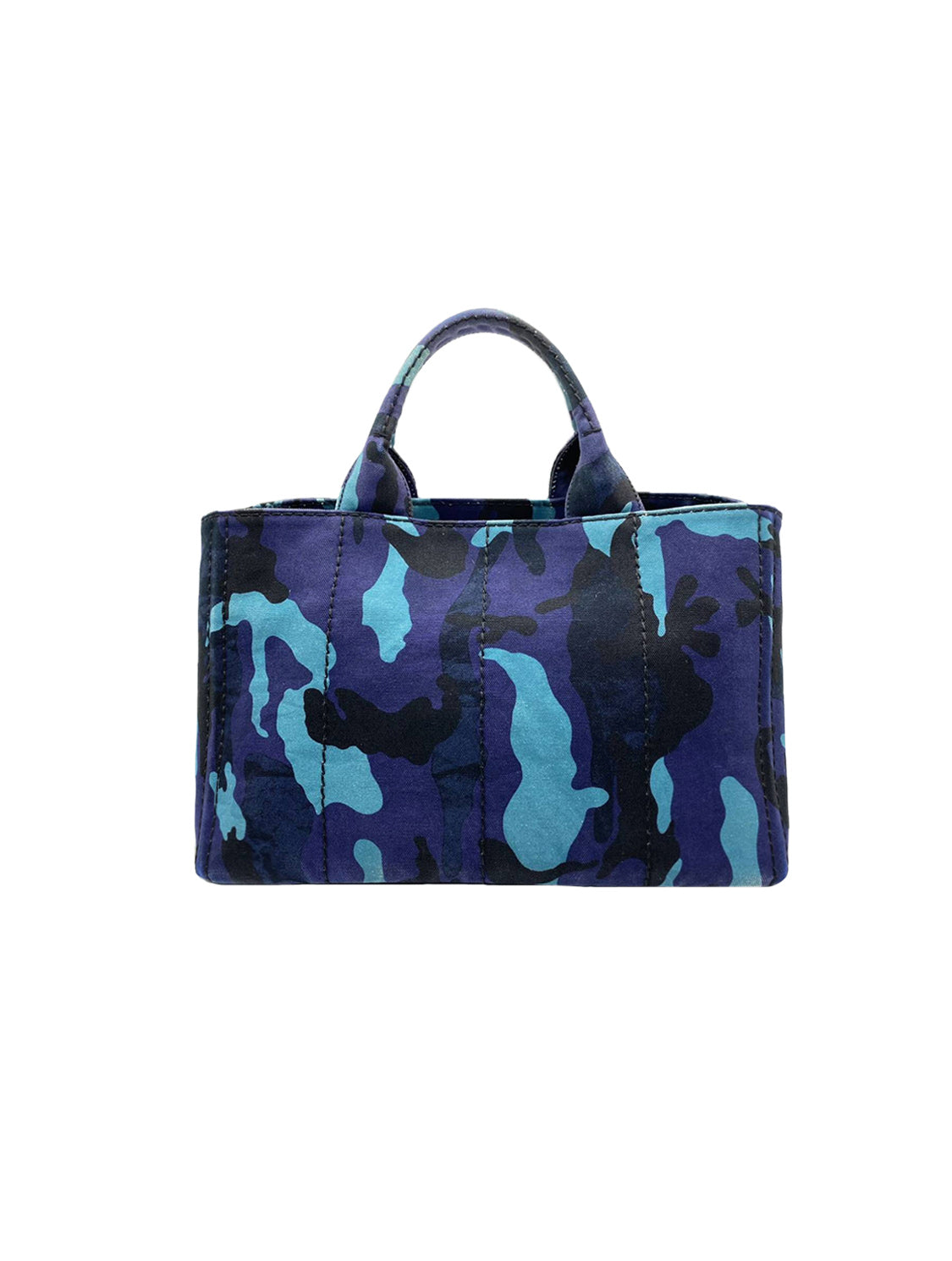 Prada 2000s Blue Camouflage Canvas Tote