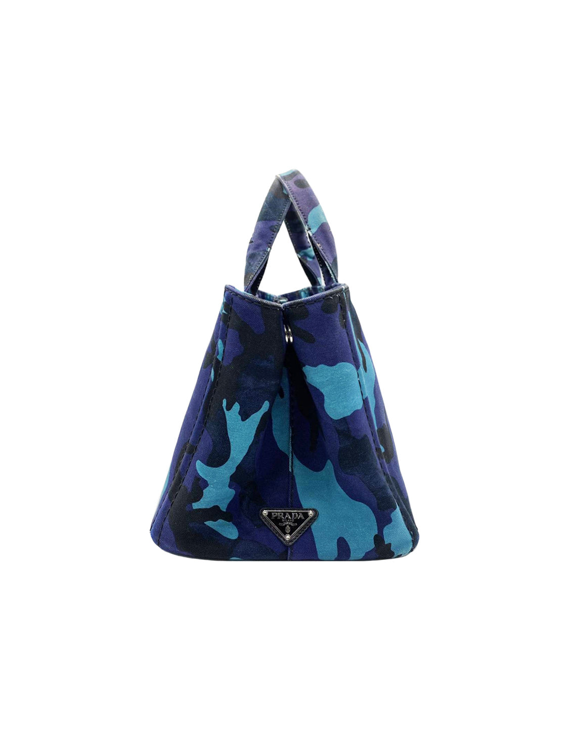 Prada 2000s Blue Camouflage Canvas Tote