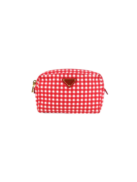 Prada 2000s Tartan Red Coin Pouch