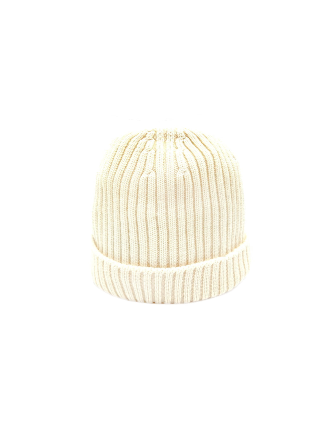 Prada Cream Ribbed Logo Beanie