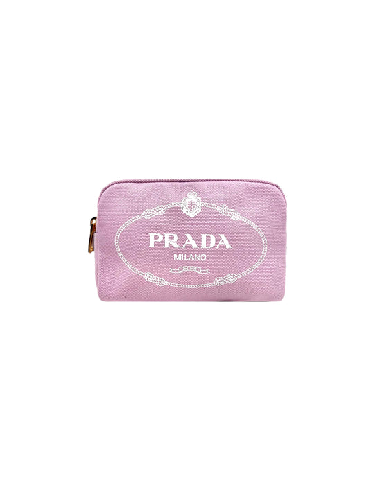 Prada 2000s Pink Canvas Makeup Bag