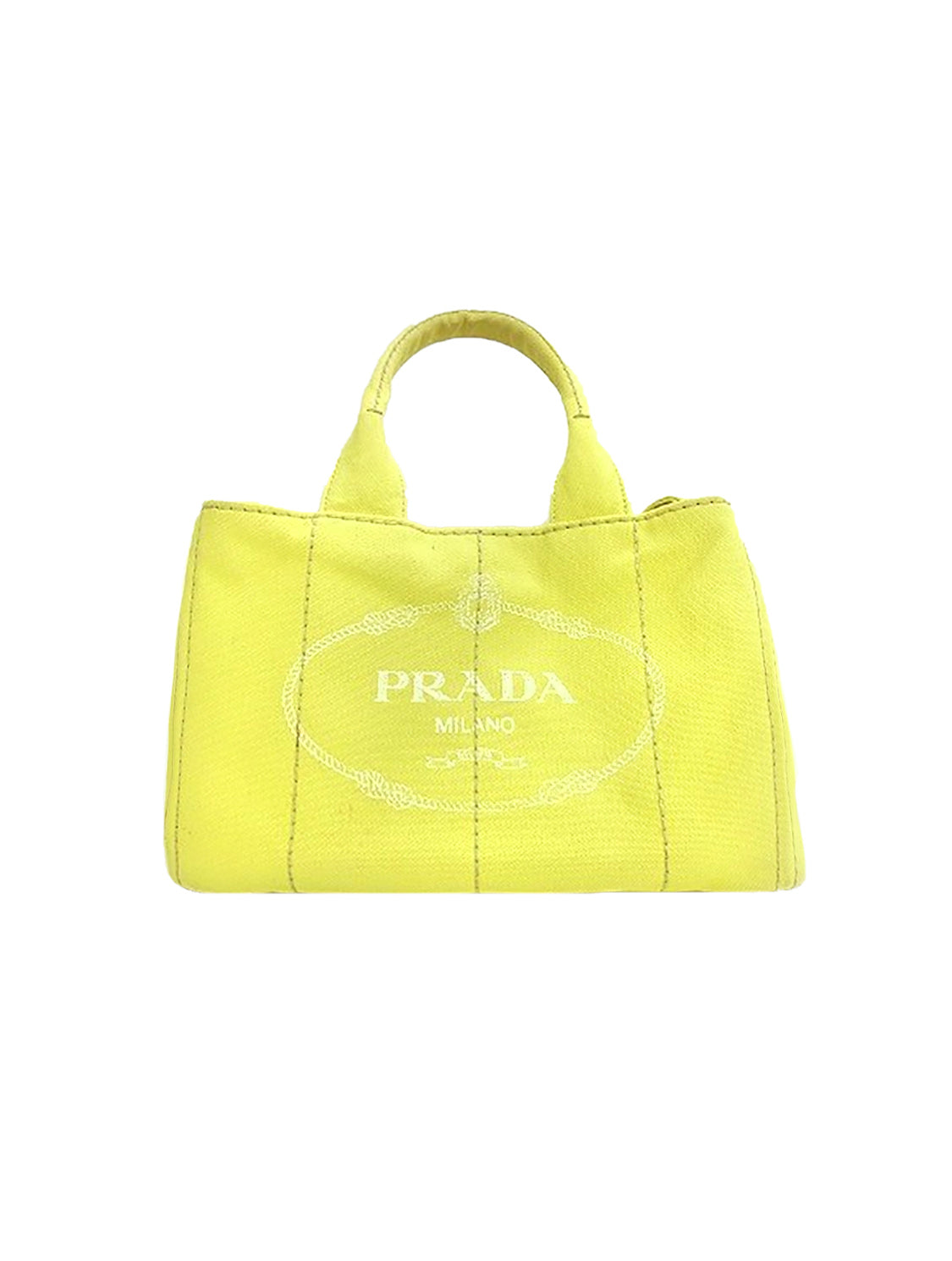 Prada 2000s Yellow Denim Medium Tote Bag