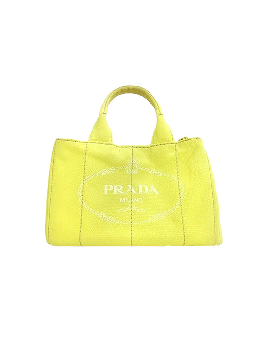 Prada 2000s Yellow Denim Medium Tote Bag