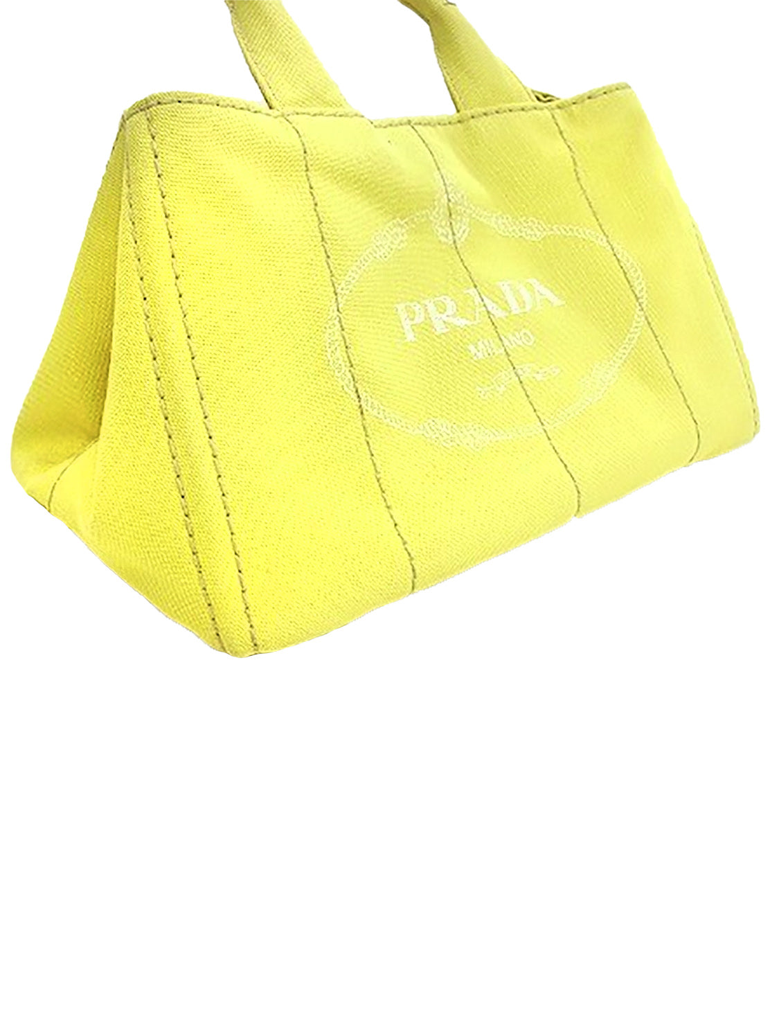 Prada 2000s Yellow Denim Medium Tote Bag
